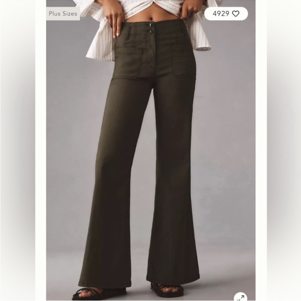 Maeve Anthropologie The Junie  Jean Wide Leg Stretch Pants In Navy Blue Size 34 - Picture 2 of 16